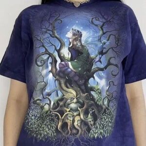 VTG The Mountain Fairy Tie Dye T-shirt Unisex Sz 2XL Dark Fantasy Elves Y2k USA